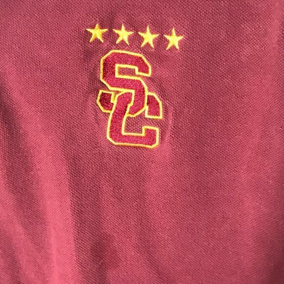 USC College Sports Athletic Red Polo Tee Shirt L - Picture 2 of 8